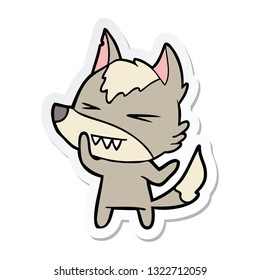 pegatina de una caricatura de lobo enojado