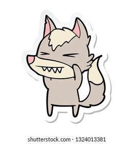 pegatina de una caricatura de lobo enojado