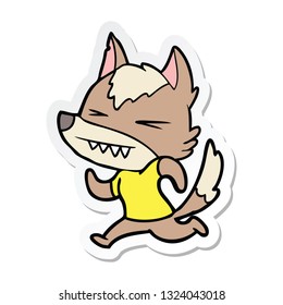 Aufkleber eines wütenden Wolfskartoons