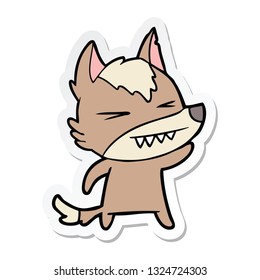 sticker of a angry wolf cartoon