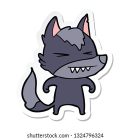 sticker of a angry wolf cartoon