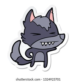 pegatina de una caricatura de lobo enojado