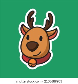 sticker animal deer head vector illustration christmas edition