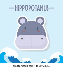 Sticker Animal Hippotamus Very Cute