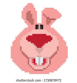 Sticker animal rabbit in pixel art 