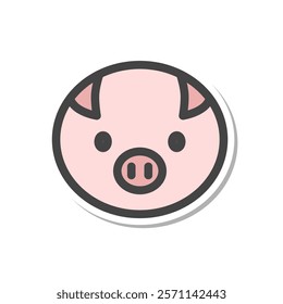 Sticker animal single icon pig