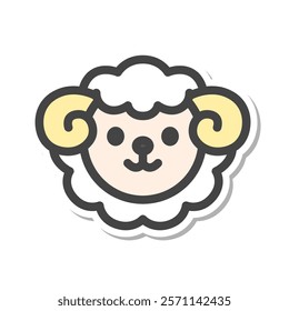 Sticker animal single item icon sheep