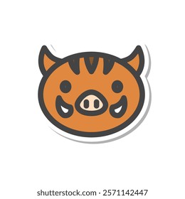 Sticker animal single item icon boar