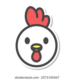 Sticker animal single item icon chicken