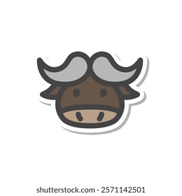 Sticker animal single item icon buffalo