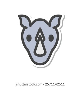 Sticker animal single item icon rhinoceros