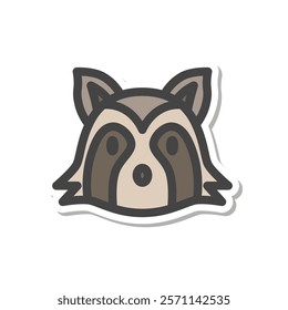 Sticker animal single item icon raccoon