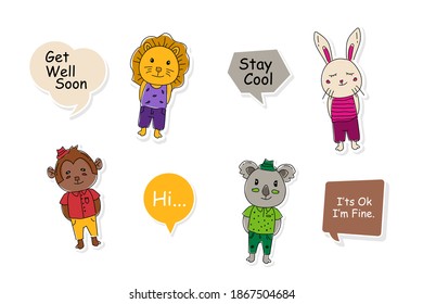 Sticker animal with speech bubble design for print design