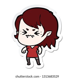 sticker of a annoyed cartoon vampire girl