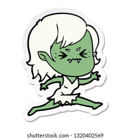 sticker of a annoyed cartoon vampire girl