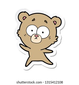 sticker of a anxious bear cartoon
