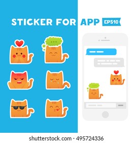 Sticker for app. Mobile messages. Cute cats