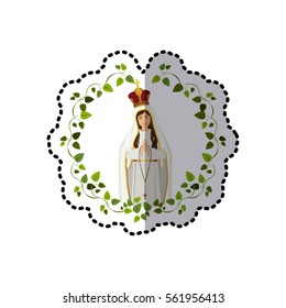 sticker arch of leaves with saint virgin coronated