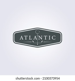 Sticker Atlantic Sea Anchor Icon Symbol Logo Emblem Badge Vector Illustration Design