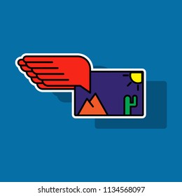 Sticker Attached photo vector line icon on background. Attached photo line icon for infographic, website or app.