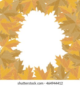 Sticker autumn style. Yellow falling leaves vector. Greeting card vector. Space for text. Photo album.