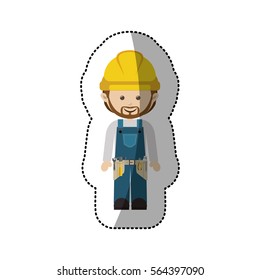 sticker avatar worker with toolkit and beard