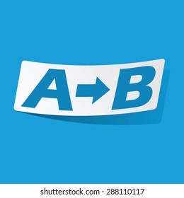 Sticker with A to B icon, isolated on blue