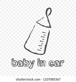 Sticker - babe in car. Vector illustration on a transparent background. Easy editing under any color.