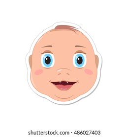 Sticker with baby boy. Baby shower sticker. Baby boy patch badge.