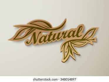 sticker badge with the inscription sheet and Natural. in natural colors