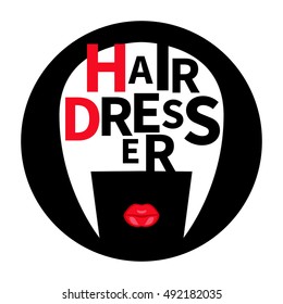 Sticker, badge, logo, patch for beauty salon. Vector symbol for hairdresser, stylist, cosmetologist insulated. Fashion, beauty, style.