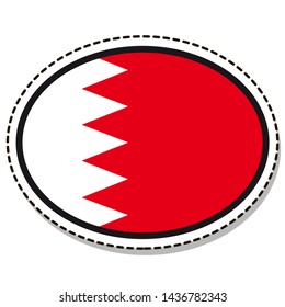 Sticker Bahrain flag button, social media communication sign, flat business oval icon.