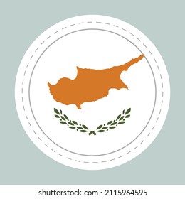 Sticker ball with flag of Cyprus. Round sphere, template icon. National symbol. Glossy realistic ball, 3D abstract vector illustration. Big bubble.