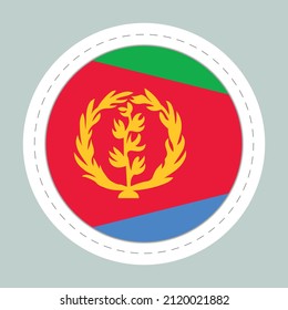 Sticker ball with flag of Eritrea. Round sphere, template icon. Eritrean national symbol. Glossy realistic ball, 3D abstract vector illustration. Big bubble.