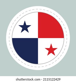 Sticker ball with flag of Panama. Round sphere, template icon. National symbol. Glossy realistic ball, 3D abstract vector illustration. Big bubble.