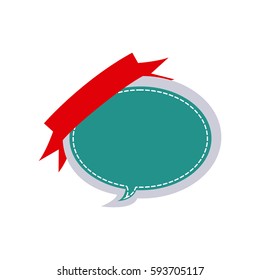 sticker balloon dialog box design with ribbon vector illustration
