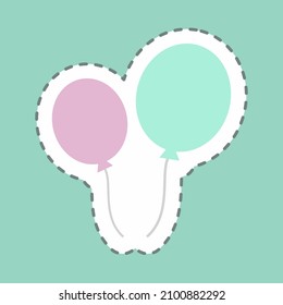 Sticker Balloons Line Cut - Simple illustration,Design template vector, Good for prints, posters, advertisements, announcements, info graphics, etc.