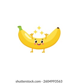 sticker banana vector designs in cool yellow color. Trendy cute smile patch.
