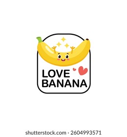 sticker banana vector designs in cool yellow color. Trendy cute smile patch.
