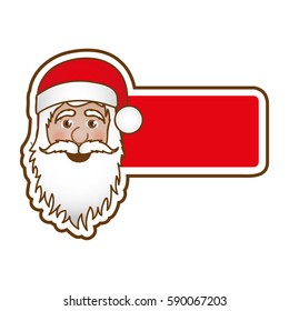 sticker banner with face cartoon santa claus vector illustration