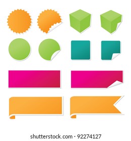 Sticker and Banner Set isolated on white EPS 8 vector, no open shapes or paths, grouped for easy editing.