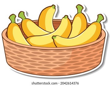 Sticker basket with many bananas illustration