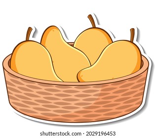 Sticker basket with many mangos illustration