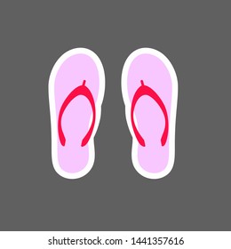 Sticker beach Slippers for isolated decor