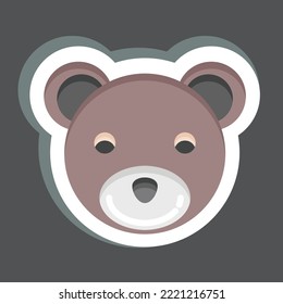 Sticker Bear. related to Animal Head symbol. simple design editable. simple illustration. cute. education
