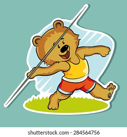 Sticker. Bear throws the Javelin far and accurately.
