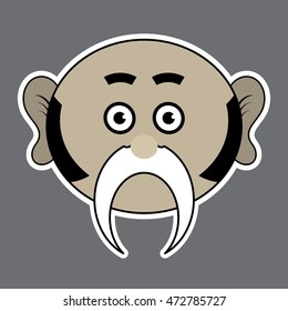 sticker - beige funny man with a big black mustache and sideburns