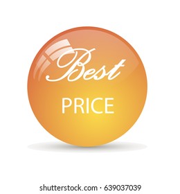 Sticker best price. Sale. Glossy mirror button. On white backgraund