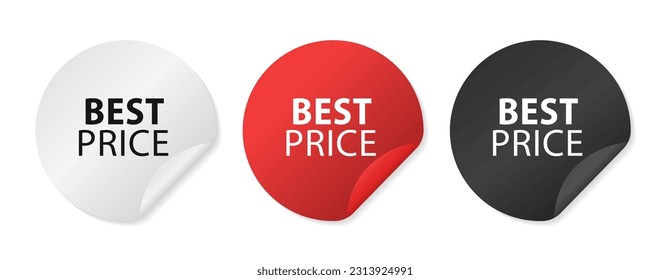 The sticker is the best price. Price tags vector collection. New offers. Sale, offer, new. Best seller badge. Best price Red label. Retail badge. Advertisement symbol. Vector illustration