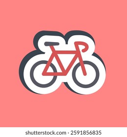 Sticker bicycle. Sports equipment elements.